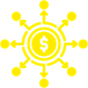 Dollar symbol connected to multiple points