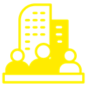 Building and employees representing a company
