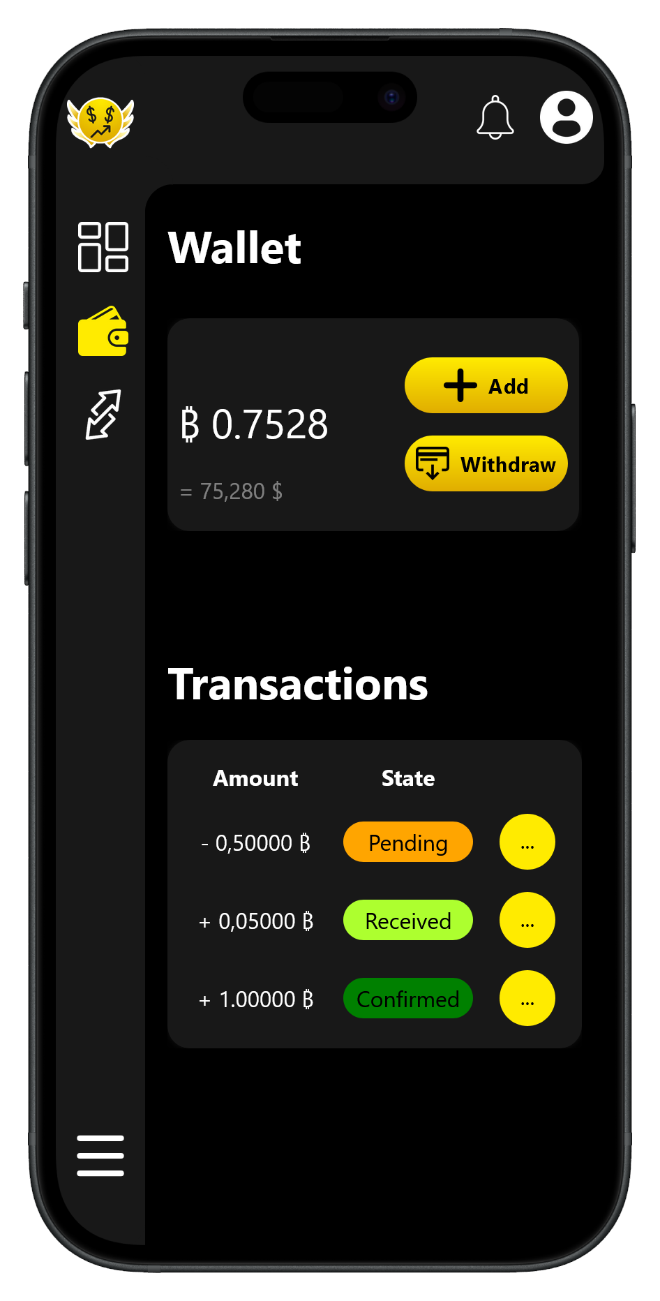 iPhone displaying FTrade app